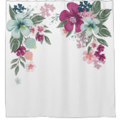 シャワーカーテン熱帯花オンホワイト シャワーカーテン (正面)