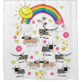 シャワーカーテン牛サンレインボウフラワーズフローラ シャワーカーテン (正面)