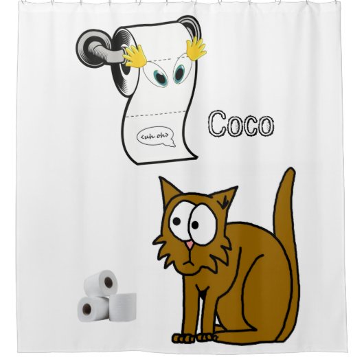 シャワーカーテン猫トイレ紙 シャワーカーテン (正面)