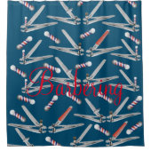 シャワーカーテン理容師ポール、爪、 ネイルバリカン理容師 シャワーカーテン (正面)