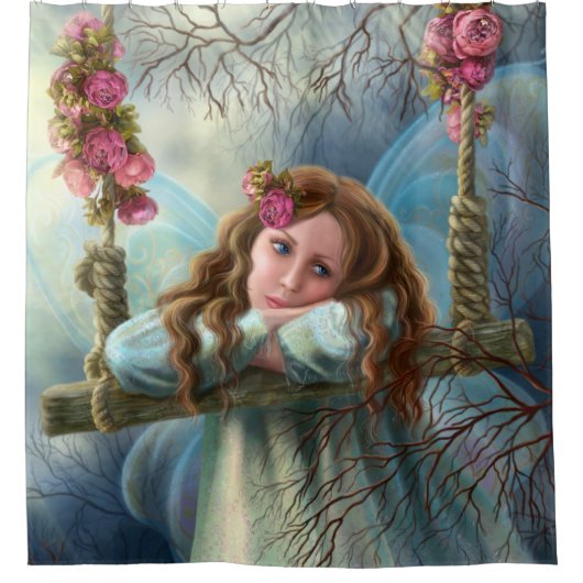 シャワーカーテン美しい妖精の蝶 シャワーカーテン (正面)