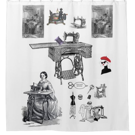 シャワーカーテン裁縫ヴィンテージ シャワーカーテン (正面)