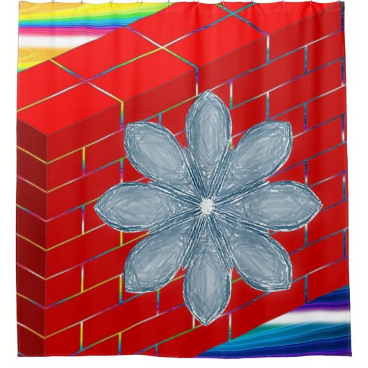 シャワーカーテン赤レンガ シャワーカーテン (正面)