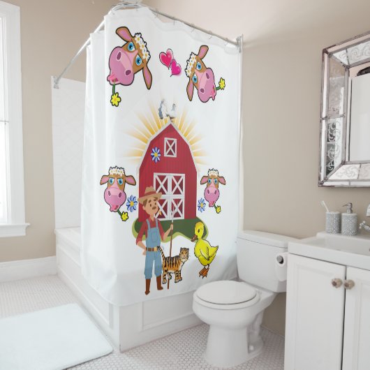 シャワーカーテン農家ファームハウスイエローダックフュツ シャワーカーテン (インサイチュ)