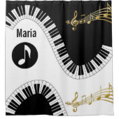シャワーカーテン音楽ノートピアノ シャワーカーテン (正面)