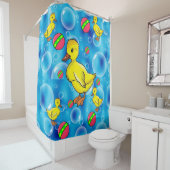 シャワーカーテン、イエローアヒル、バブル シャワーカーテン (インサイチュ)