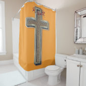 シャワーカーテン オレンジ色の背景 (インサイチュ)