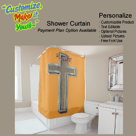 シャワーカーテン オレンジ色の背景