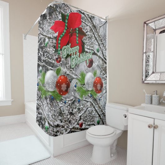 シャワーカーテン　ハッピー・ホリデイズ シャワーカーテン (インサイチュ)