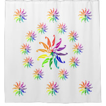 シャワーカーテン – 円形のカラー葉ホイールの