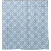 シャワーカーテン – 織格子(青) (正面)
