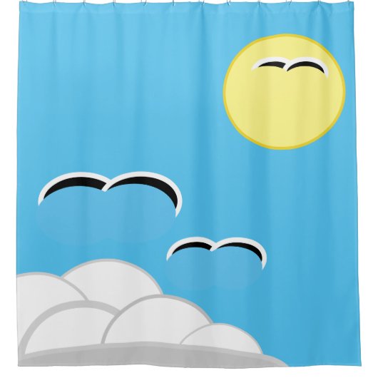 シャワーカーテン – 航行中のカモメ (正面)