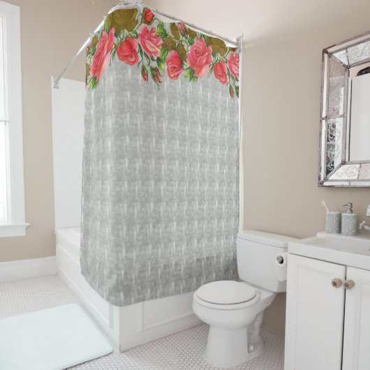 シャワーカーテン 花柄 グレー (インサイチュ)