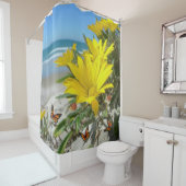 シャワーカーテン、黄色い花、ビーチ シャワーカーテン (インサイチュ)