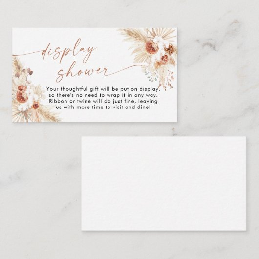 シャワーカードの表示 | Boho Pampas Grass Insert エンクロージャーカード (正面/裏面)