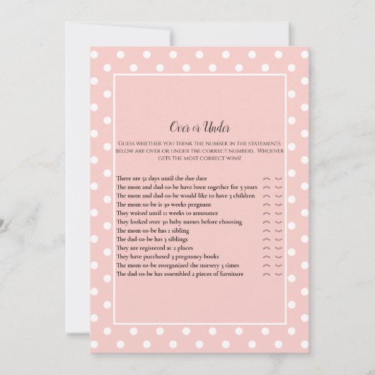 シャワーゲームの下に単にかわいいピンクの弓 招待状 (正面)