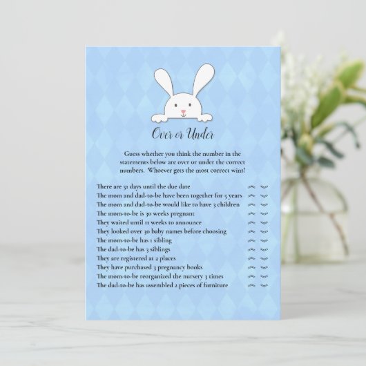 シャワーゲームの下に白いバニーのウサギの青 招待状 (スタンド正面)