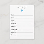 シャワーゲームの男の赤ちゃんへのシックな願い エンクロージャーカード (裏面)