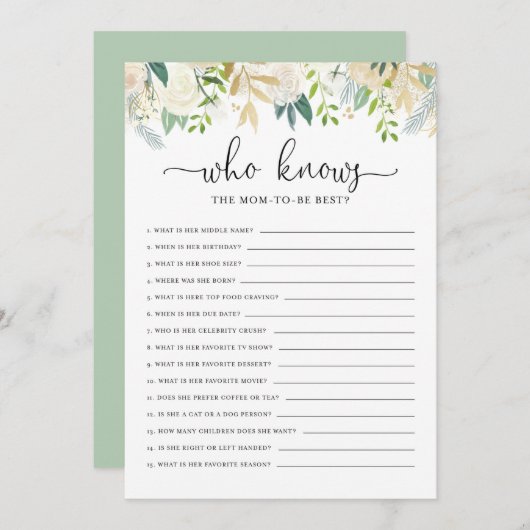 シャワーゲームをママに知最高のっている牡丹金ゴールド 招待状 (正面/裏面)