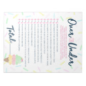 シャワーゲームパックの上または下のアイスクリーム ノートパッド (正面)