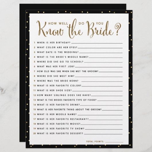 シャワーゲーム |花嫁さんのことをどれくらい知っているか (正面/裏面)