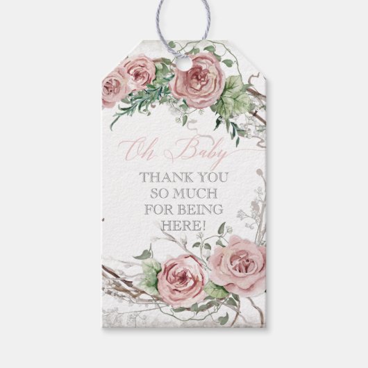 シャワーサンキューラベルボホ赤面バラアート ギフトタグ (正面)