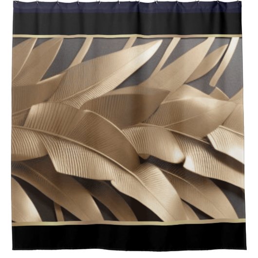 シャワースカルプチャードメタルバナナリーフ2-シャワーカーテン シャワーカーテン (正面)