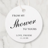 シャワータイムから貴女のもとへ ブラック&ホワイトのウェディングシャワー フェイバータグ (正面)