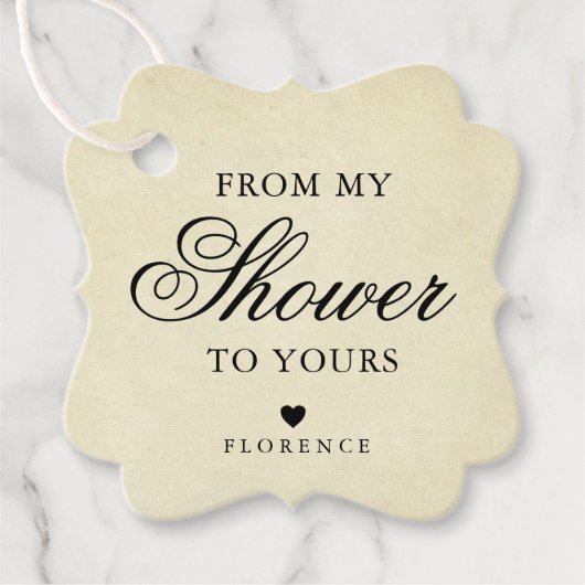 シャワータイムから貴女のもとへ ヴィンテージ ブライダルシャワー フェイバータグ (正面)