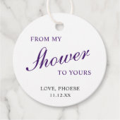 シャワータイムから貴女のシャワータイムへ ロイヤルパープルのブライダルシャワー フェイバータグ (正面)