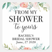 シャワータイムをあなたに ブライダルシャワーのギフト スクエアシール (正面)