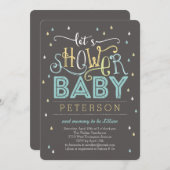 シャワードロップベビーシャワー招待状-青 招待状 (正面/裏面)