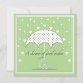 シャワーハートグリーンベビーシャワー招待状 招待状 (正面)