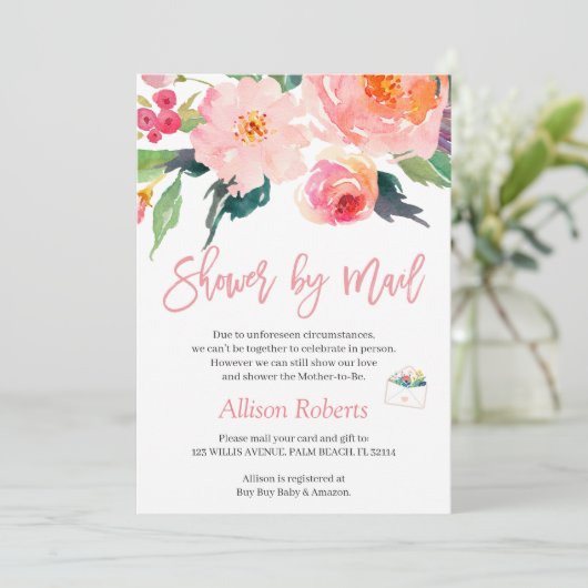 シャワーバイメールお洒落ウォーターカラーガーデンフローラ 招待状 (スタンド正面)