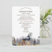 シャワーバイメールウォーターカラーフォレストウッドランドディアーベビー 招待状 (スタンド正面)