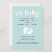 シャワーバイメールオーベビー足ライトミントホワイト 招待状 (正面)