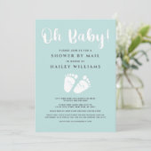 シャワーバイメールオーベビー足ライトミントホワイト 招待状 (スタンド正面)