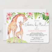 シャワーバイメールキリンサファリのベビーガール 招待状 (正面)