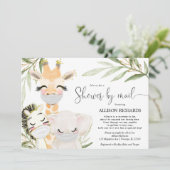 シャワーバイメールサファリ動物男女兼用ベビー 招待状 (スタンド正面)