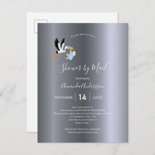 シャワーバイメールストーク男の赤ちゃんシルバーかわいい ポストカード (正面/裏面)