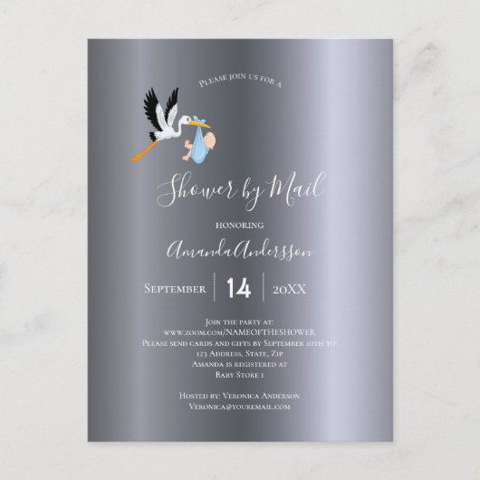 シャワーバイメールストーク男の赤ちゃんシルバーかわいい ポストカード (正面)