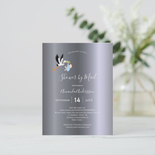 シャワーバイメールストーク男の赤ちゃんシルバーかわいい ポストカード (スタンド正面)