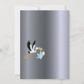 シャワーバイメールストーク男の赤ちゃんシルバーかわいい 招待状 (裏面)