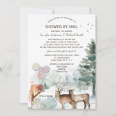 シャワーバイメールフォレストウッドランドガールベビー 招待状 (正面)