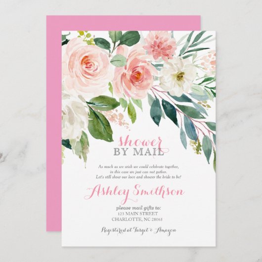 シャワーバイメールブライダルシャワー仮想シャワー 招待状 (正面/裏面)