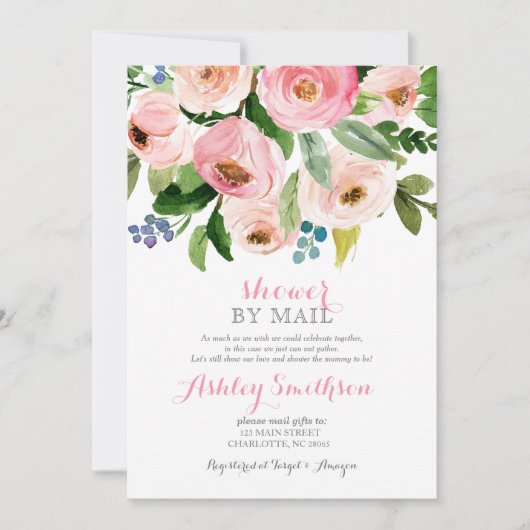 シャワーバイメールブライダルシャワー仮想シャワー 招待状 (正面)