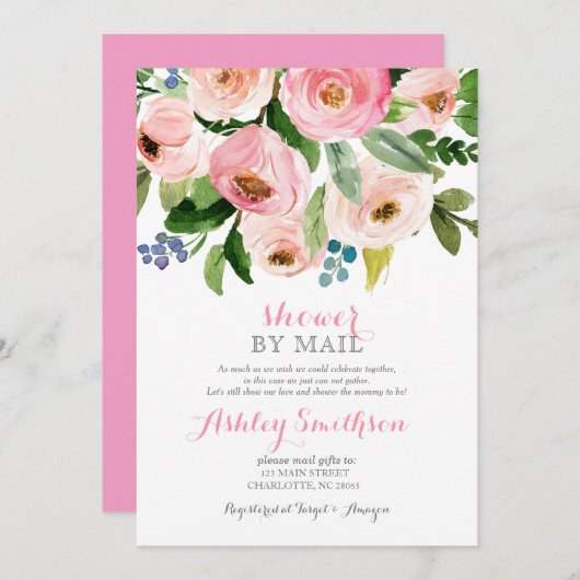 シャワーバイメールブライダルシャワー仮想シャワー 招待状 (正面/裏面)