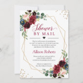 シャワーバイメールブルゴーニュ海軍フローラ金ゴールド幾何学模様 招待状 (正面)