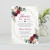 シャワーバイメールブルゴーニュ海軍フローラ金ゴールド幾何学模様 招待状 (スタンド正面)