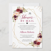 シャワーバイメールブルゴーニュ赤フローラ金ゴールド幾何学 招待状 (正面)